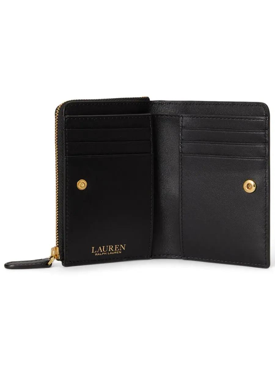 Двустворчатый кошелек из гладкой кожи Small Bifold Lauren Ralph Lauren — изображение 3 из 4, черный