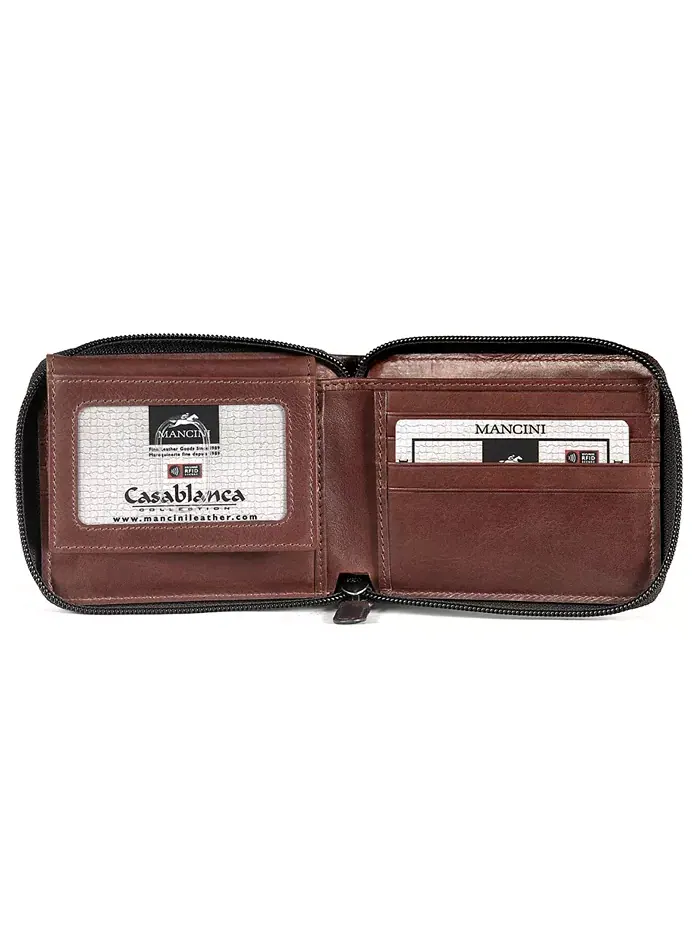 Кошелек мужской Casablanca Collection с RFID-защитой, центральной молнией и съемным паспортным — изображение 2 из 4