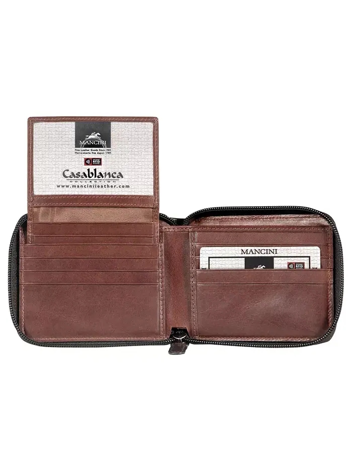 Кошелек мужской Casablanca Collection с RFID-защитой, центральной молнией и съемным паспортным — изображение 3 из 4