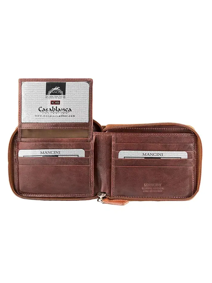 Кошелек мужской Casablanca Collection с RFID-защитой, центральной молнией и съемным паспортным — изображение 3 из 4