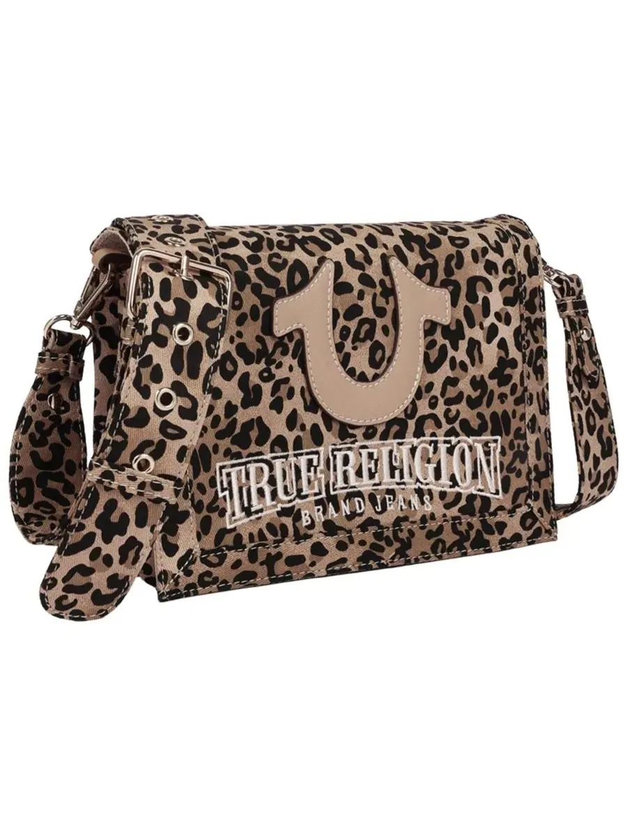 Сумка-мессенджер с леопардовым принтом Bling Logo Leopard True Religion — изображение 2 из 9, черный