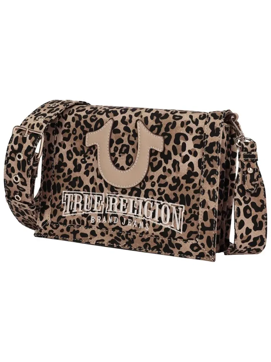 Сумка-мессенджер с леопардовым принтом Bling Logo Leopard True Religion — изображение 3 из 9, черный