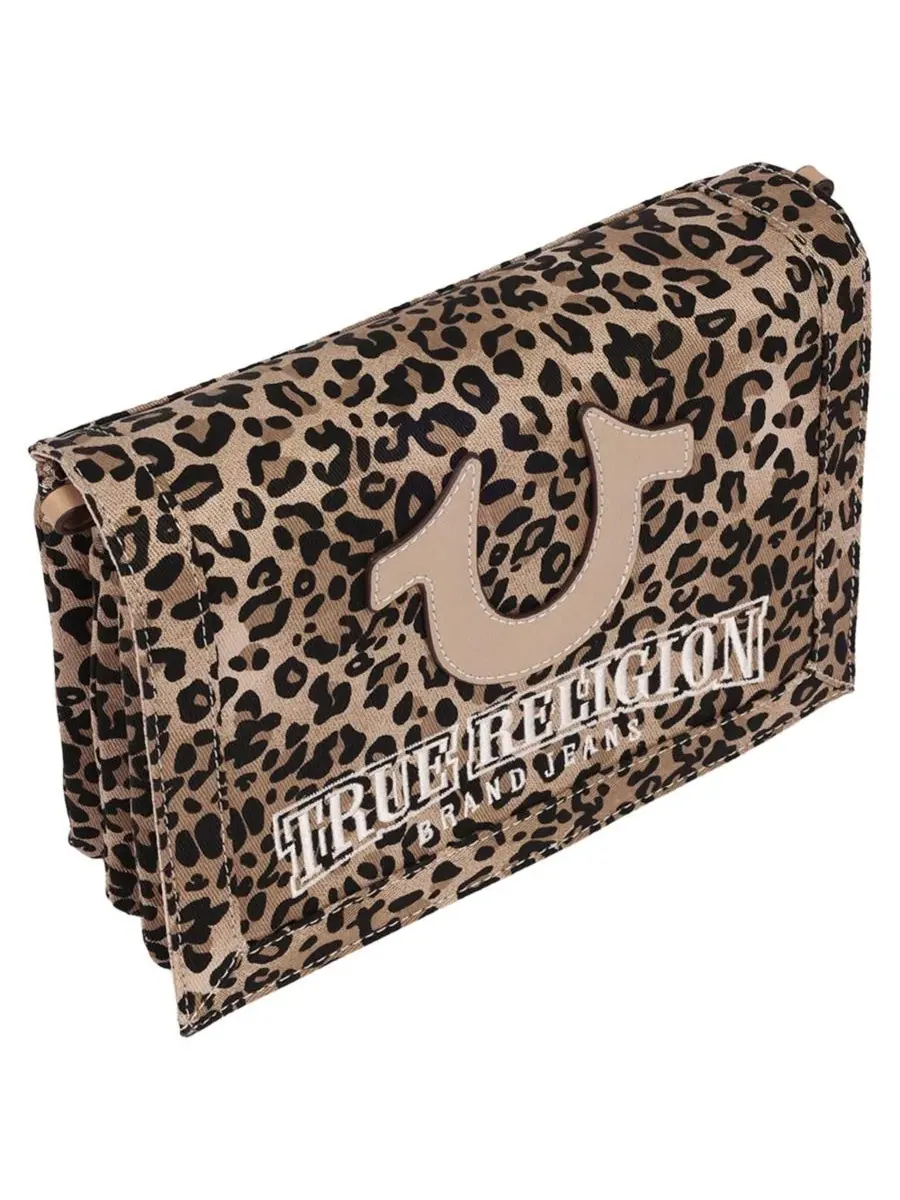 Сумка-мессенджер с леопардовым принтом Bling Logo Leopard True Religion — изображение 5 из 9, черный