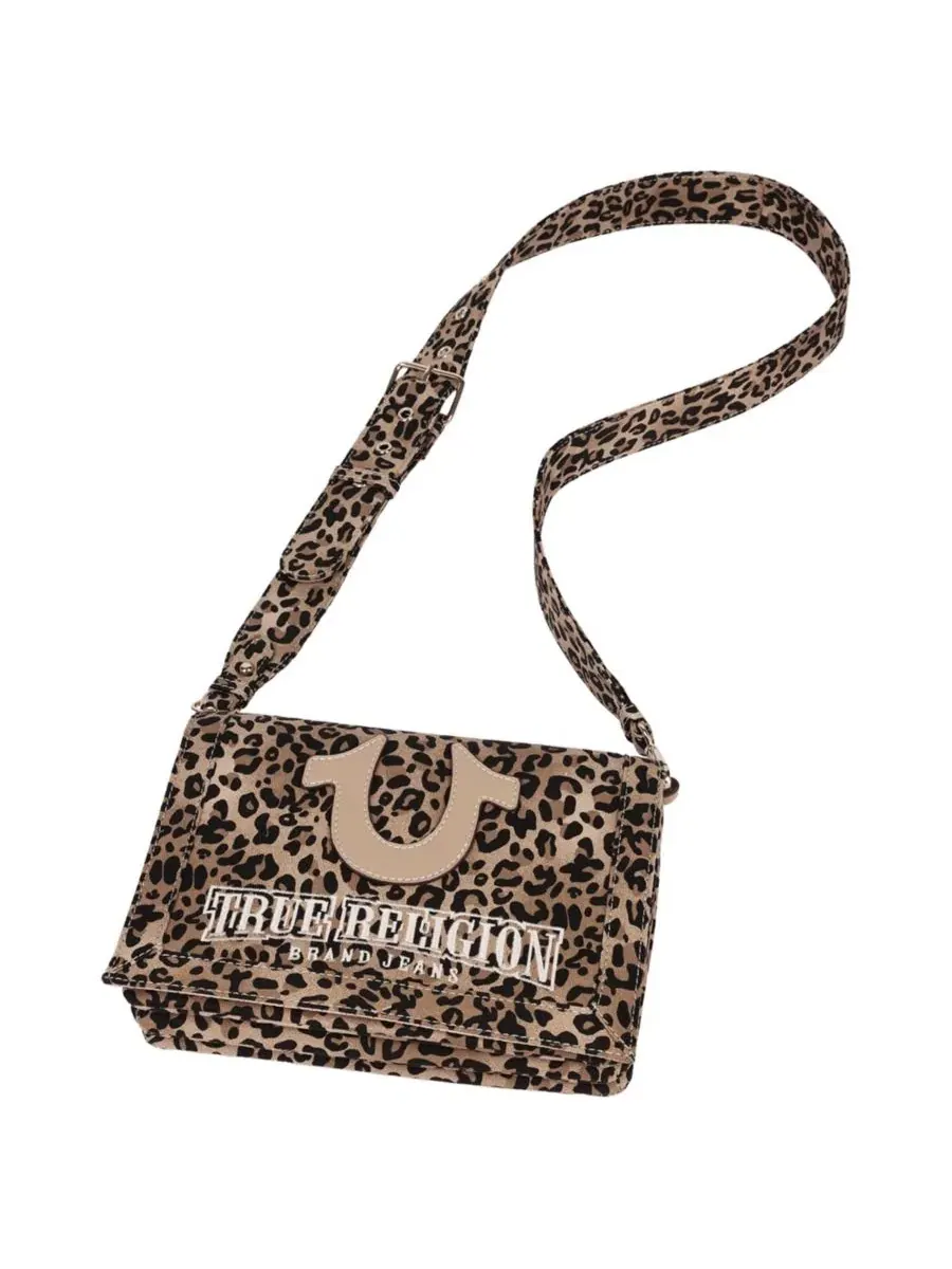 Сумка-мессенджер с леопардовым принтом Bling Logo Leopard True Religion — изображение 9 из 9, черный