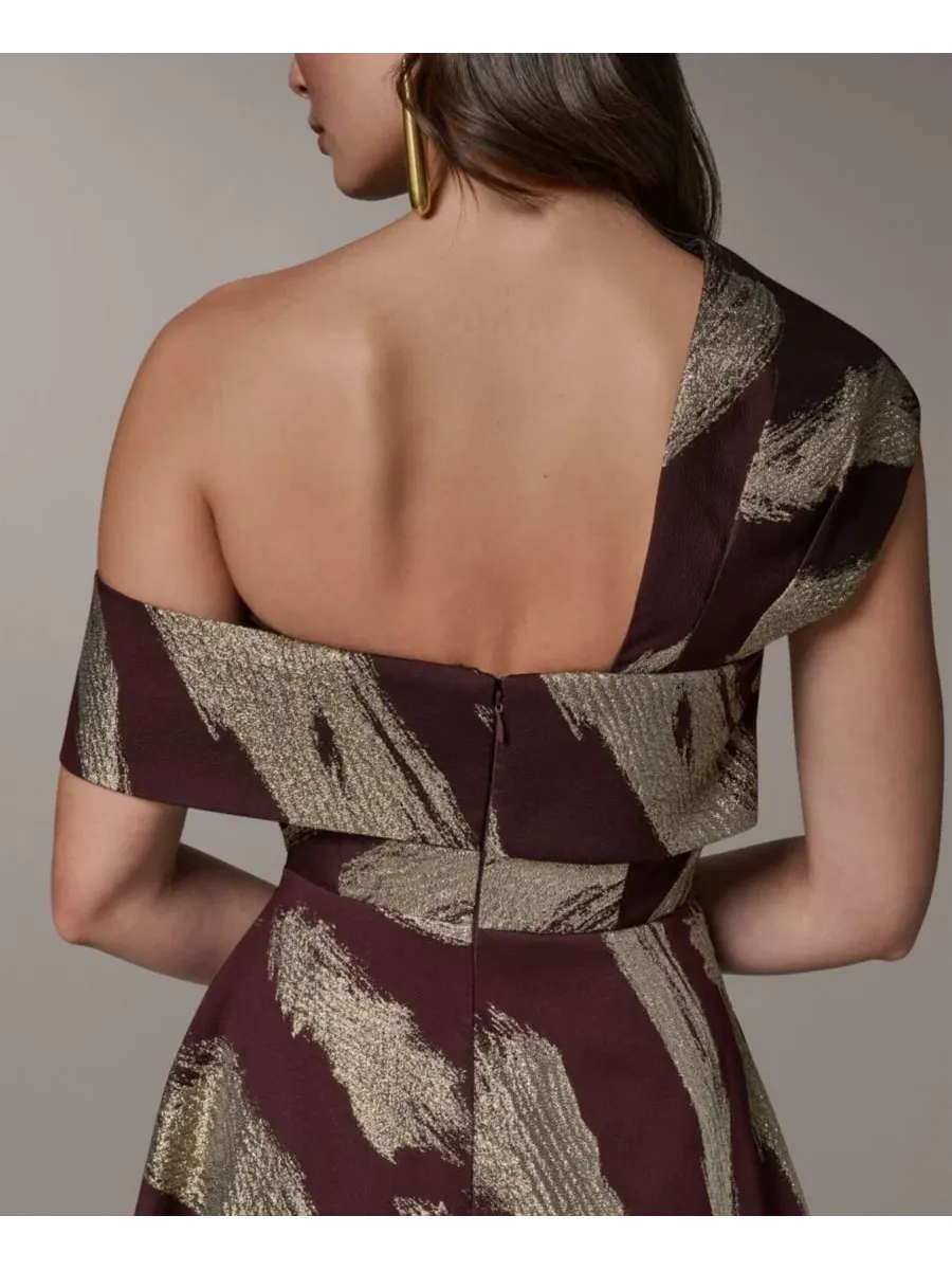Вечернее платье-баллгун с одним плечом и драпировкой, Petite One-Shoulder Ball Gown Donna Karan New — изображение 4 из 5