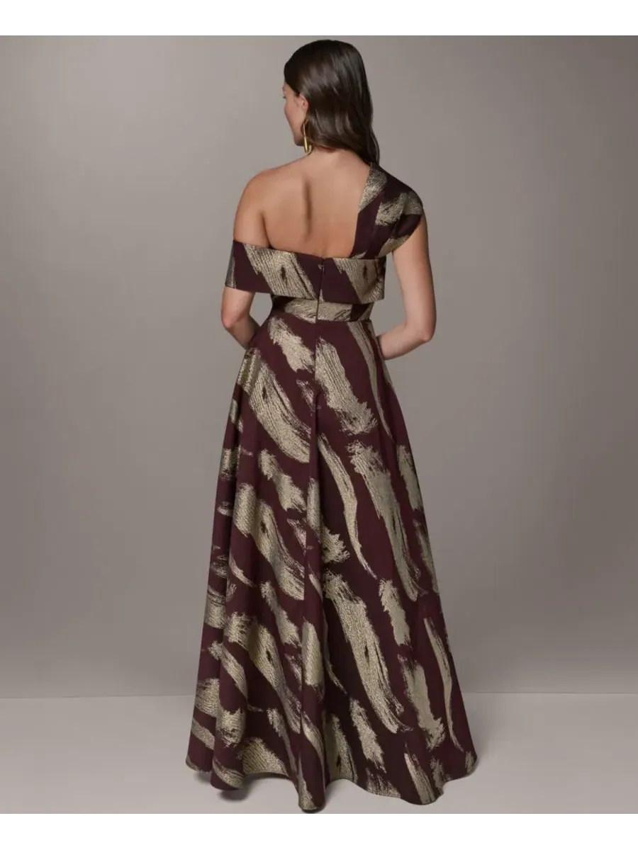 Вечернее платье-баллгун с одним плечом и драпировкой, Petite One-Shoulder Ball Gown Donna Karan New — изображение 5 из 5