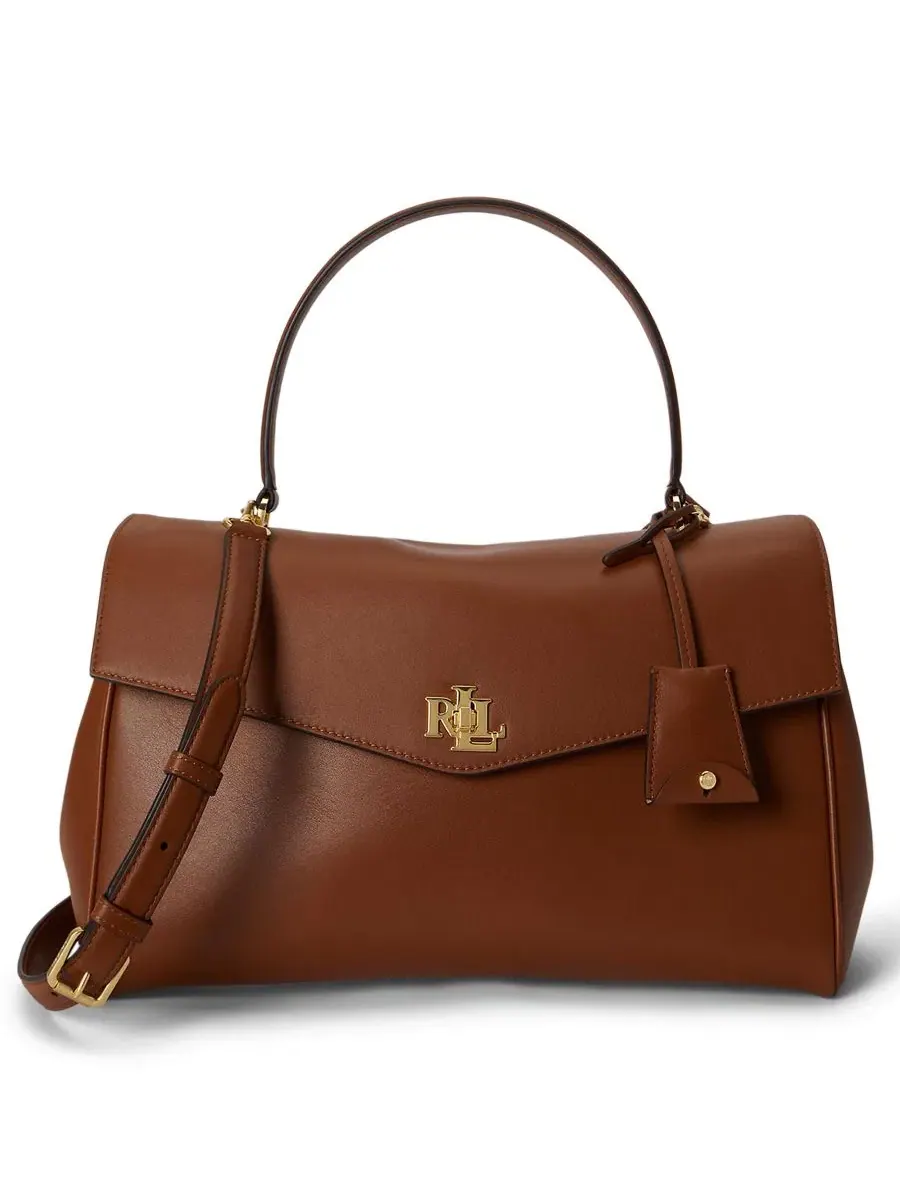 Сумка-седло из мягкой кожи среднего размера Farrah Soft Leather Medium Satchel Handbag Lauren Ralph — изображение 1 из 7