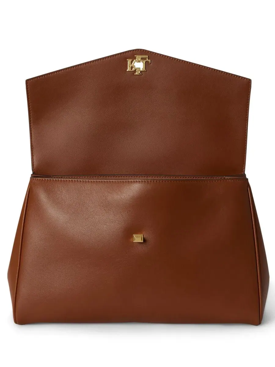 Сумка-седло из мягкой кожи среднего размера Farrah Soft Leather Medium Satchel Handbag Lauren Ralph — изображение 7 из 7