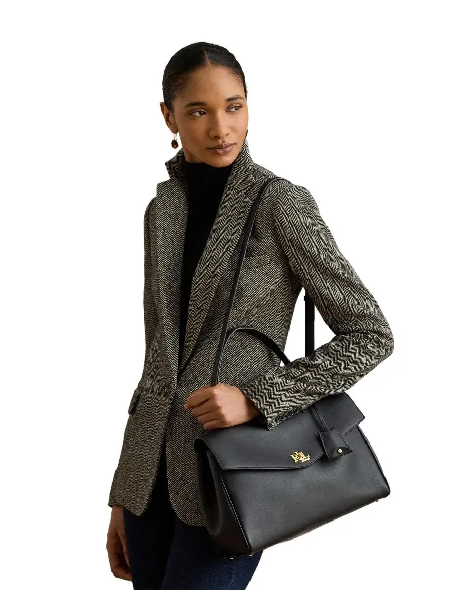 Сумка-шопер из мягкой кожи Farrah Soft Leather Medium Satchel Lauren Ralph Lauren — изображение 2 из 7, черный