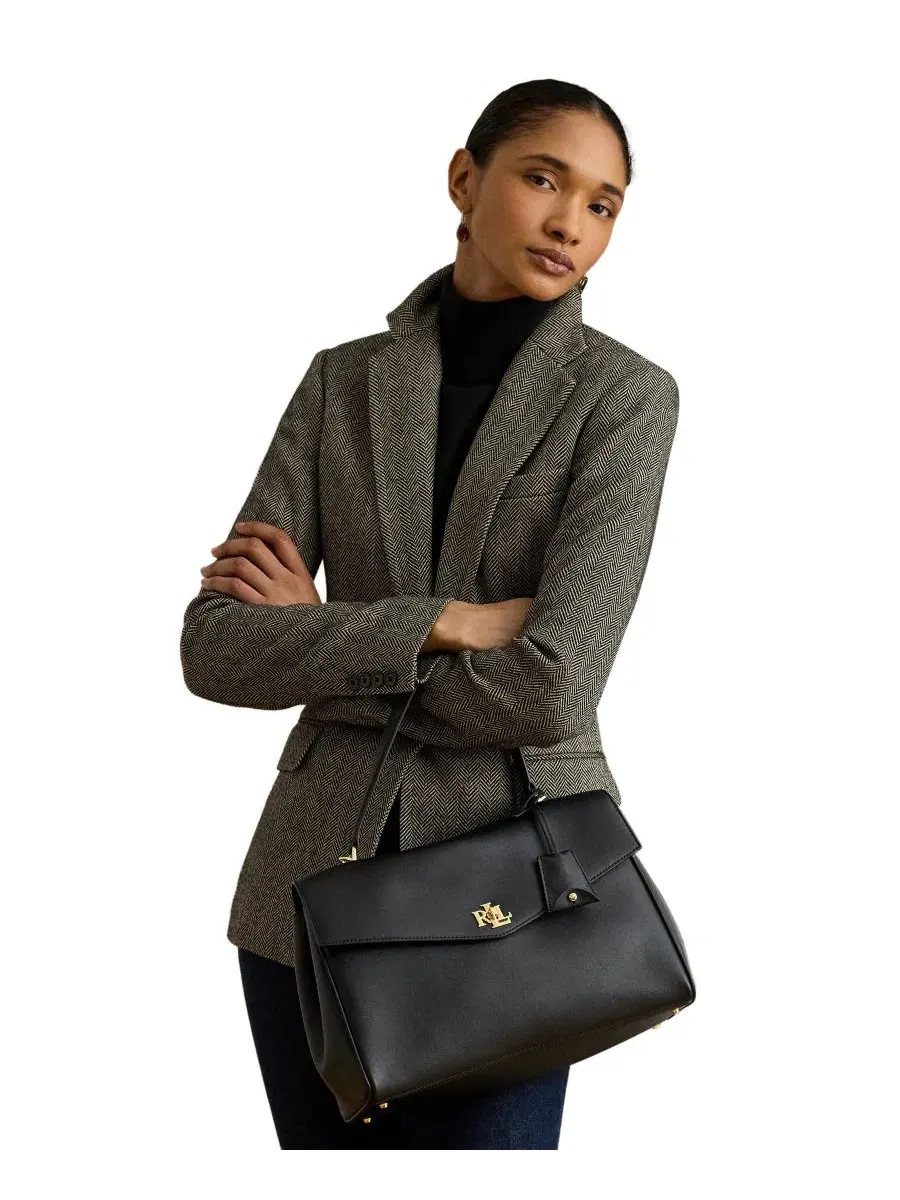 Сумка-шопер из мягкой кожи Farrah Soft Leather Medium Satchel Lauren Ralph Lauren — изображение 3 из 7, черный