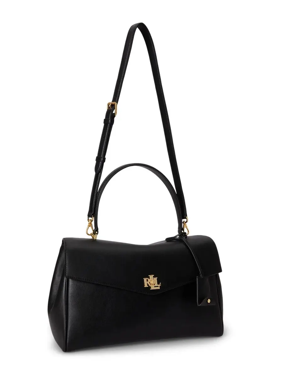 Сумка-шопер из мягкой кожи Farrah Soft Leather Medium Satchel Lauren Ralph Lauren — изображение 5 из 7, черный
