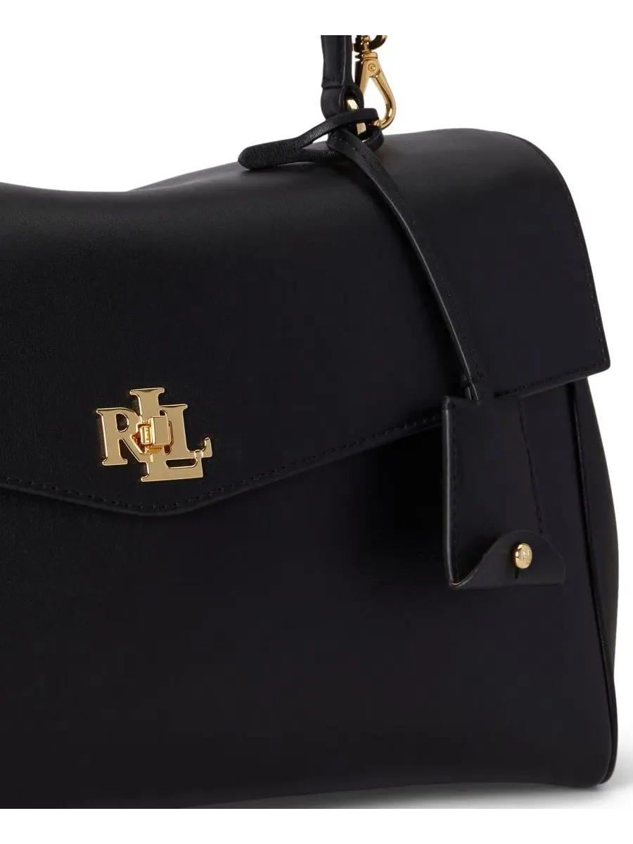 Сумка-шопер из мягкой кожи Farrah Soft Leather Medium Satchel Lauren Ralph Lauren — изображение 7 из 7, черный