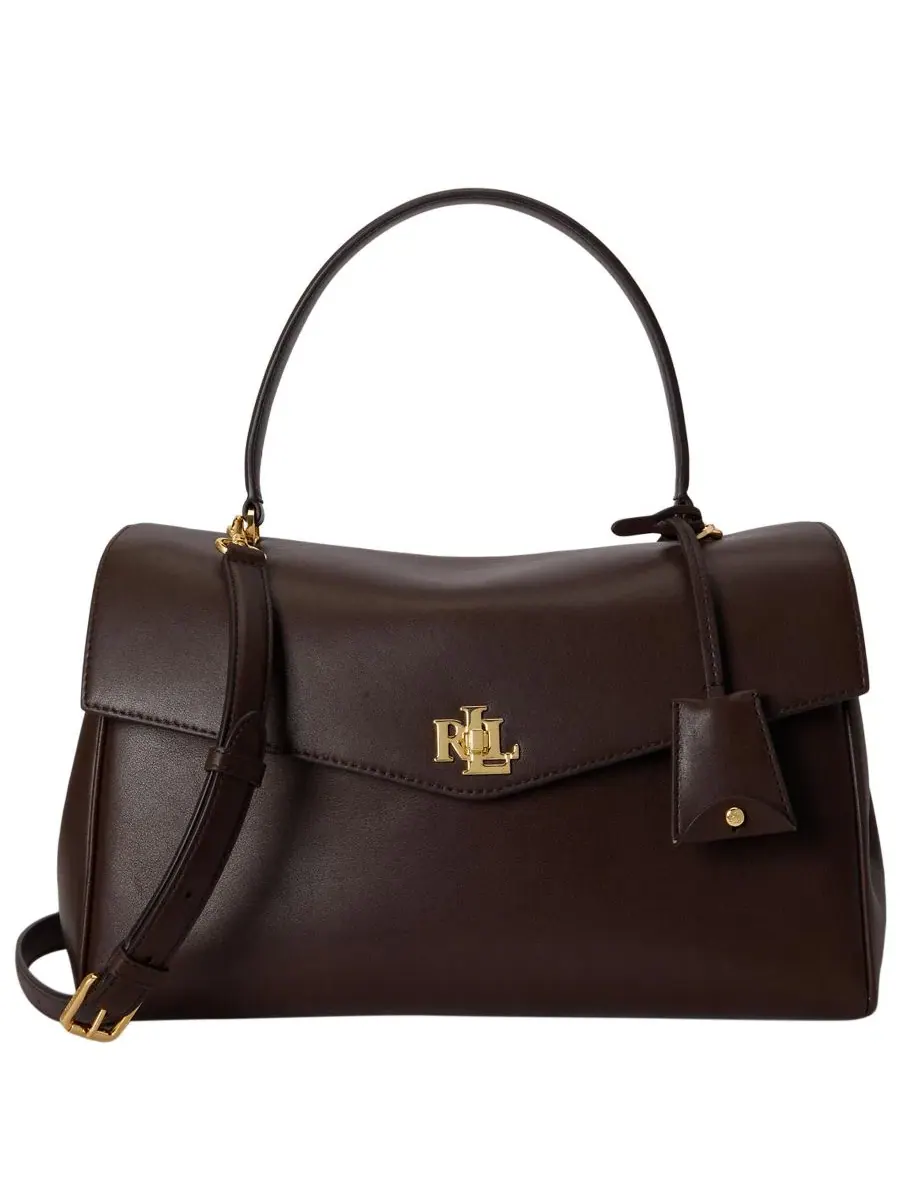 Сумка-шопер из мягкой кожи Farrah Soft Leather Medium Satchel Lauren Ralph Lauren — изображение 1 из 6, коричневый