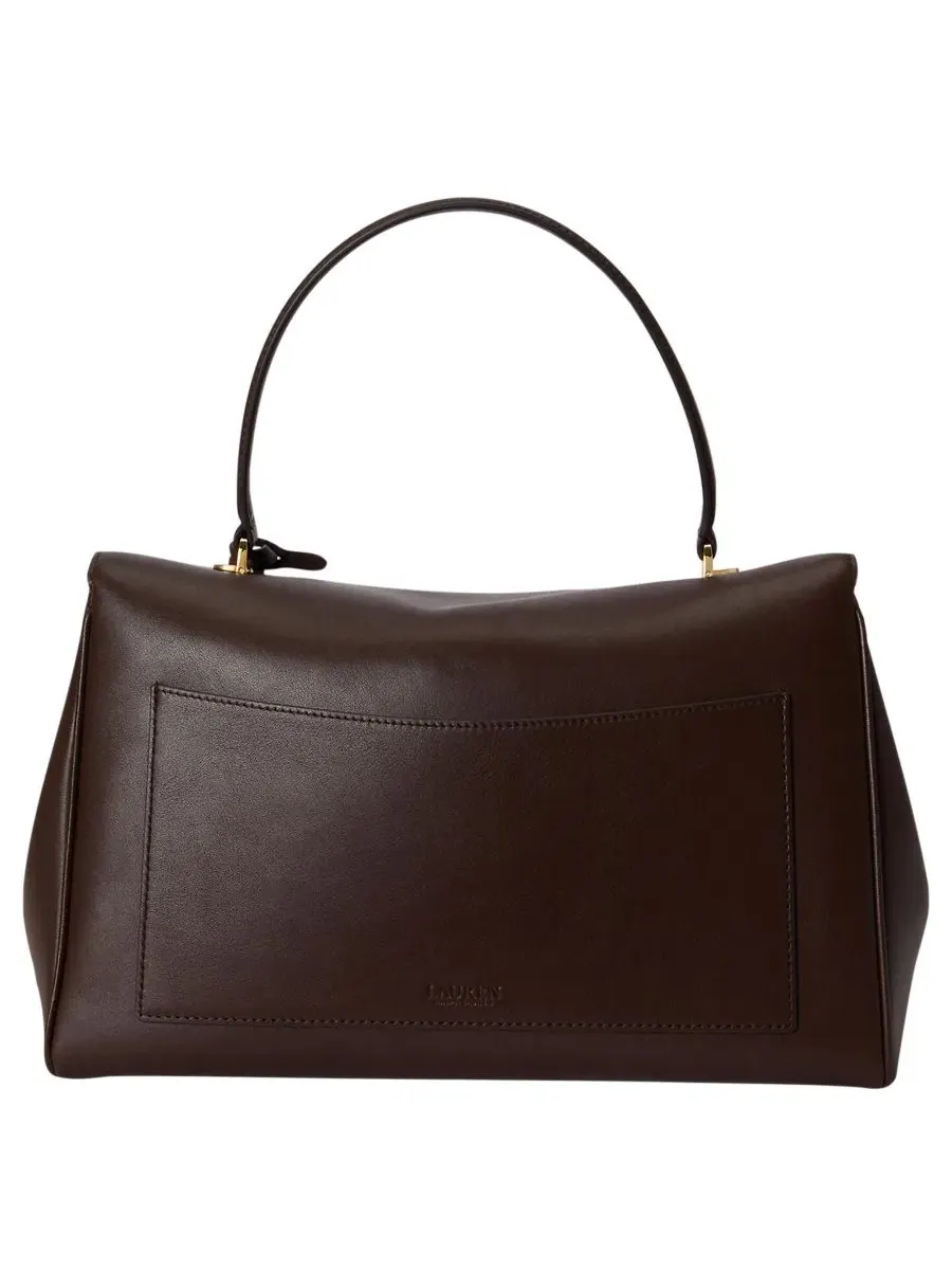Сумка-шопер из мягкой кожи Farrah Soft Leather Medium Satchel Lauren Ralph Lauren — изображение 3 из 6, коричневый