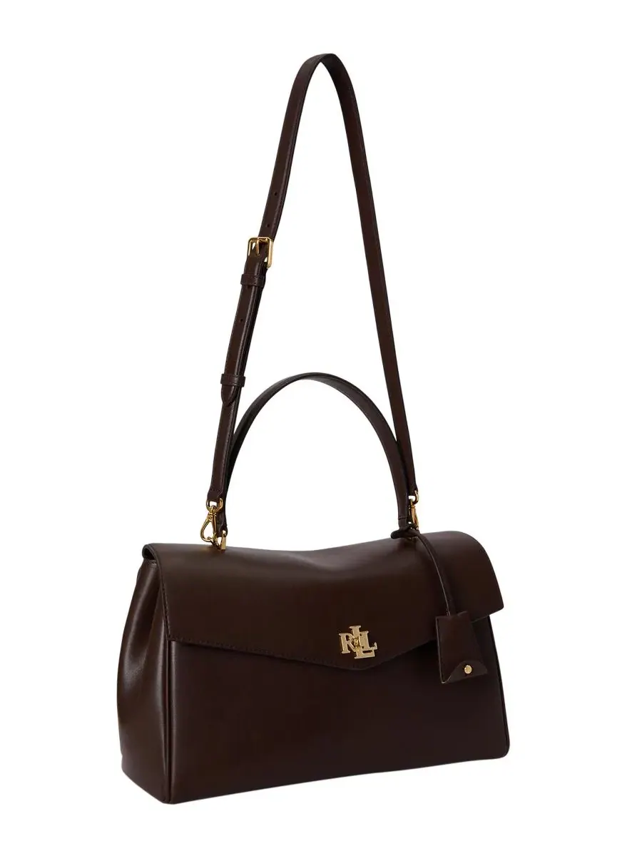 Сумка-шопер из мягкой кожи Farrah Soft Leather Medium Satchel Lauren Ralph Lauren — изображение 4 из 6, коричневый