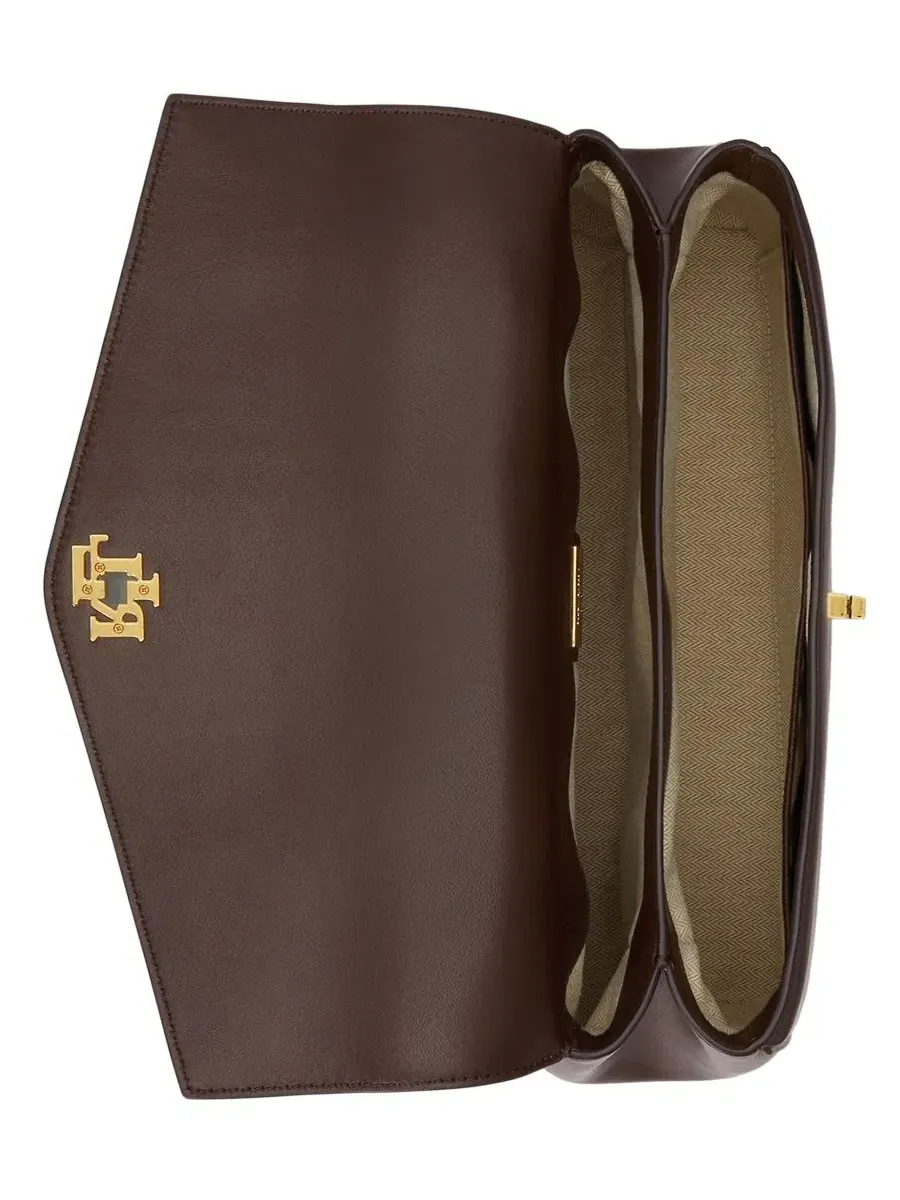 Сумка-шопер из мягкой кожи Farrah Soft Leather Medium Satchel Lauren Ralph Lauren — изображение 5 из 6, коричневый