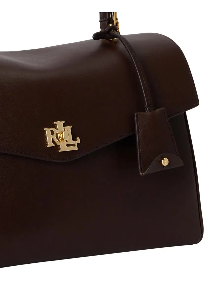 Сумка-шопер из мягкой кожи Farrah Soft Leather Medium Satchel Lauren Ralph Lauren — изображение 6 из 6, коричневый