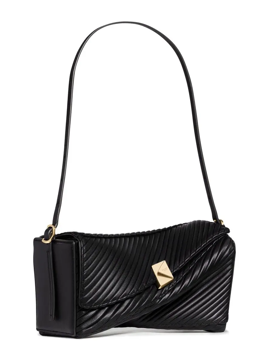 Плечевая сумка с плетеной кожей и витой застежкой Deco kate spade new york — изображение 3 из 6, черный