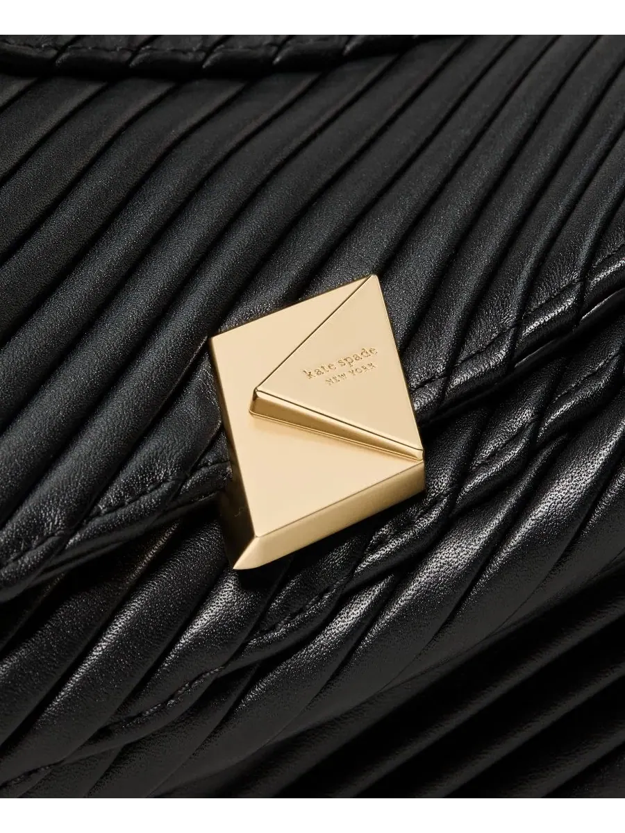 Плечевая сумка с плетеной кожей и витой застежкой Deco kate spade new york — изображение 5 из 6, черный