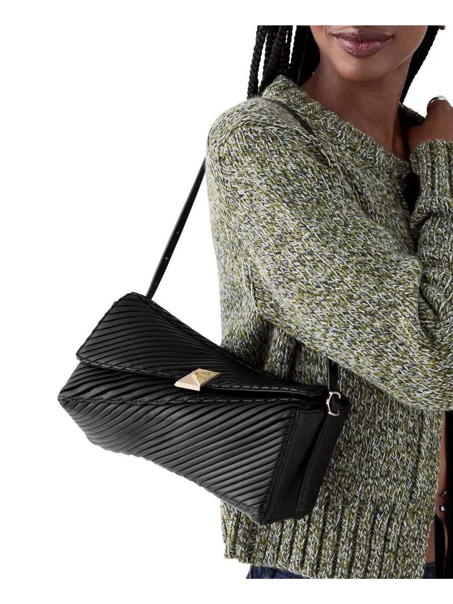 Плечевая сумка с плетеной кожей и витой застежкой Deco kate spade new york — изображение 6 из 6, черный