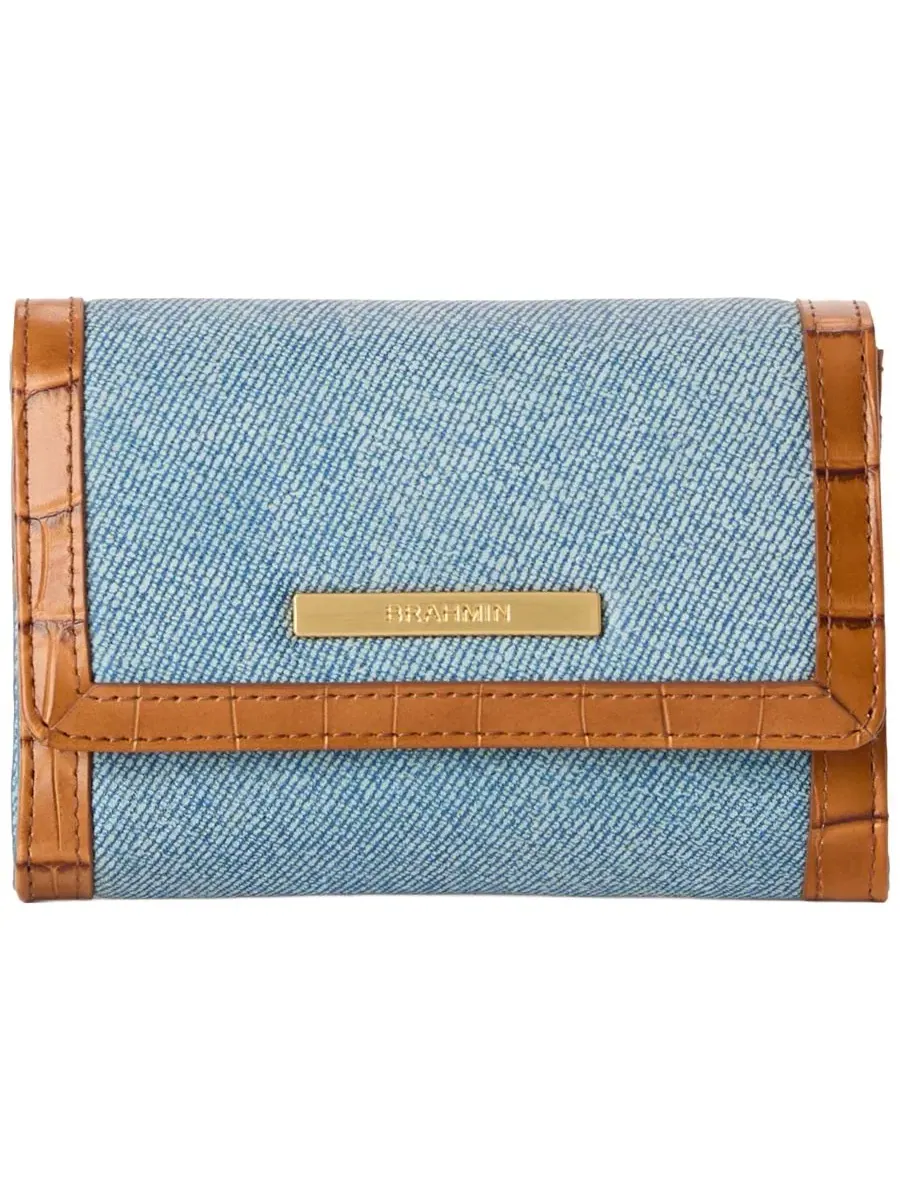 Мини-кошелек Kerra Denim Brahmin, деним — изображение 1 из 4, джинсовый синий
