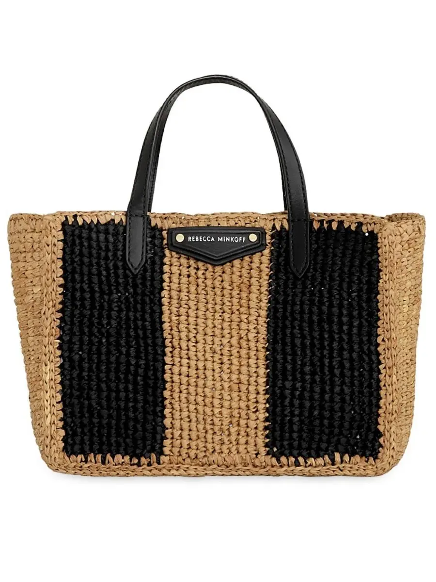 Сумка-шопер Raffia Large Tote Handbag Rebecca Minkoff — изображение 1 из 3, черный/коричневый