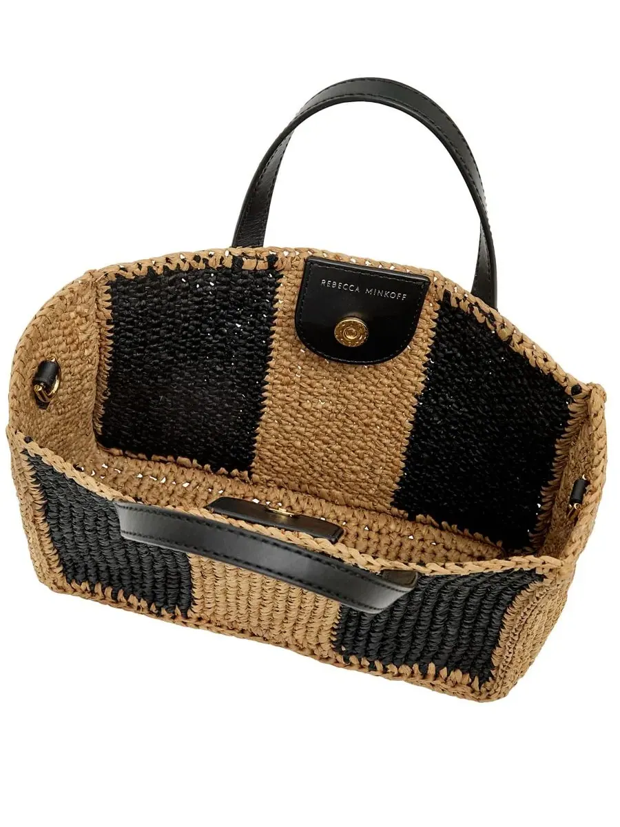 Сумка-шопер Raffia Large Tote Handbag Rebecca Minkoff — изображение 3 из 3, черный/коричневый