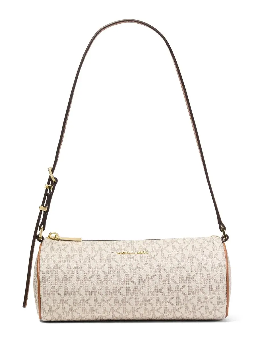 Сумка женская малая клатч Michael Kors Izzy Barrel Pouchette — изображение 1 из 3, ваниль/орех