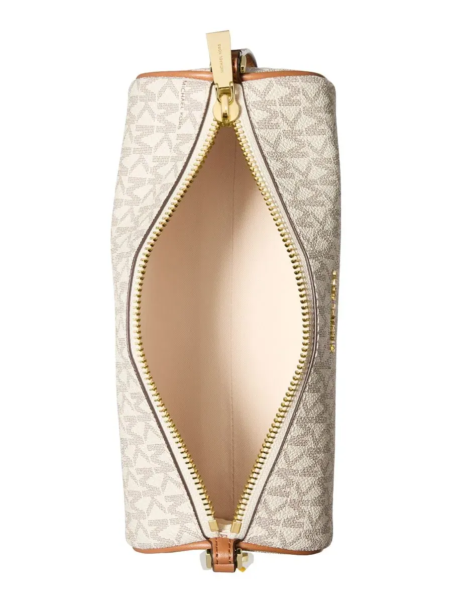 Сумка женская малая клатч Michael Kors Izzy Barrel Pouchette — изображение 2 из 3, ваниль/орех