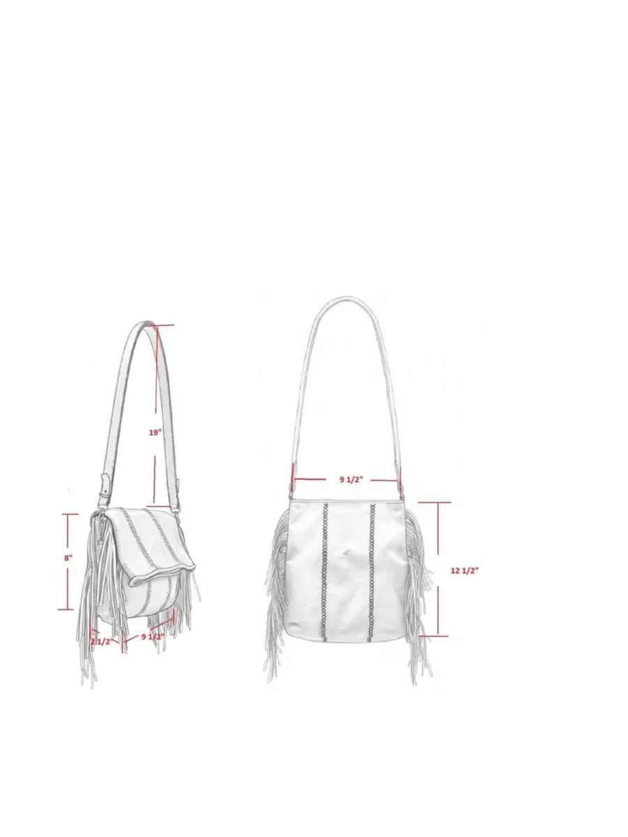 Сумка-мессенджер из кожи с бахромой, Medium Fringe Leather Crossbody Messenger Carlos Falchi, Roman — изображение 2 из 11
