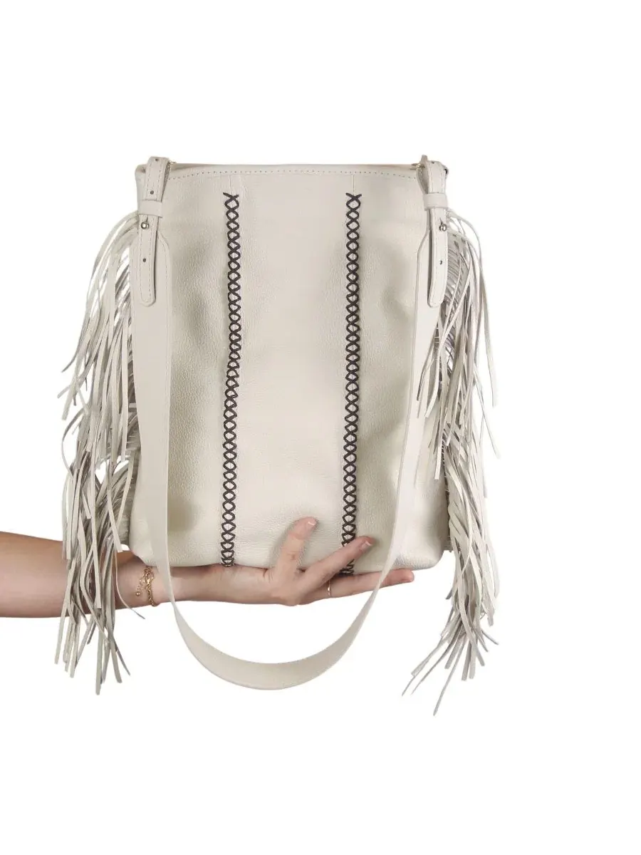 Сумка-мессенджер с бахромой, из натуральной кожи, Medium Fringe Leather Crossbody Messenger Carlos — изображение 4 из 11