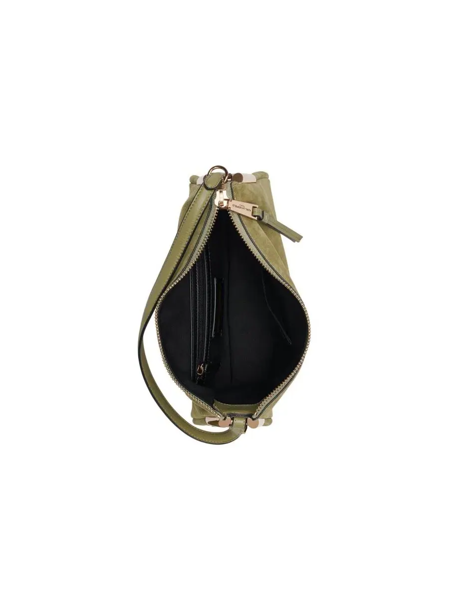Сумка-хобо из кожи Valerie Large Suede KARL LAGERFELD PARIS — изображение 4 из 7, оливковый