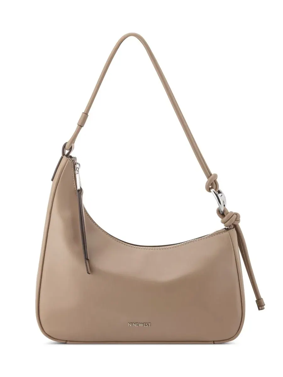 Сумка через плечо с асимметричным ремнем и декором Alauna Small Shoulder Handbag Nine West — изображение 1 из 4, бежевый