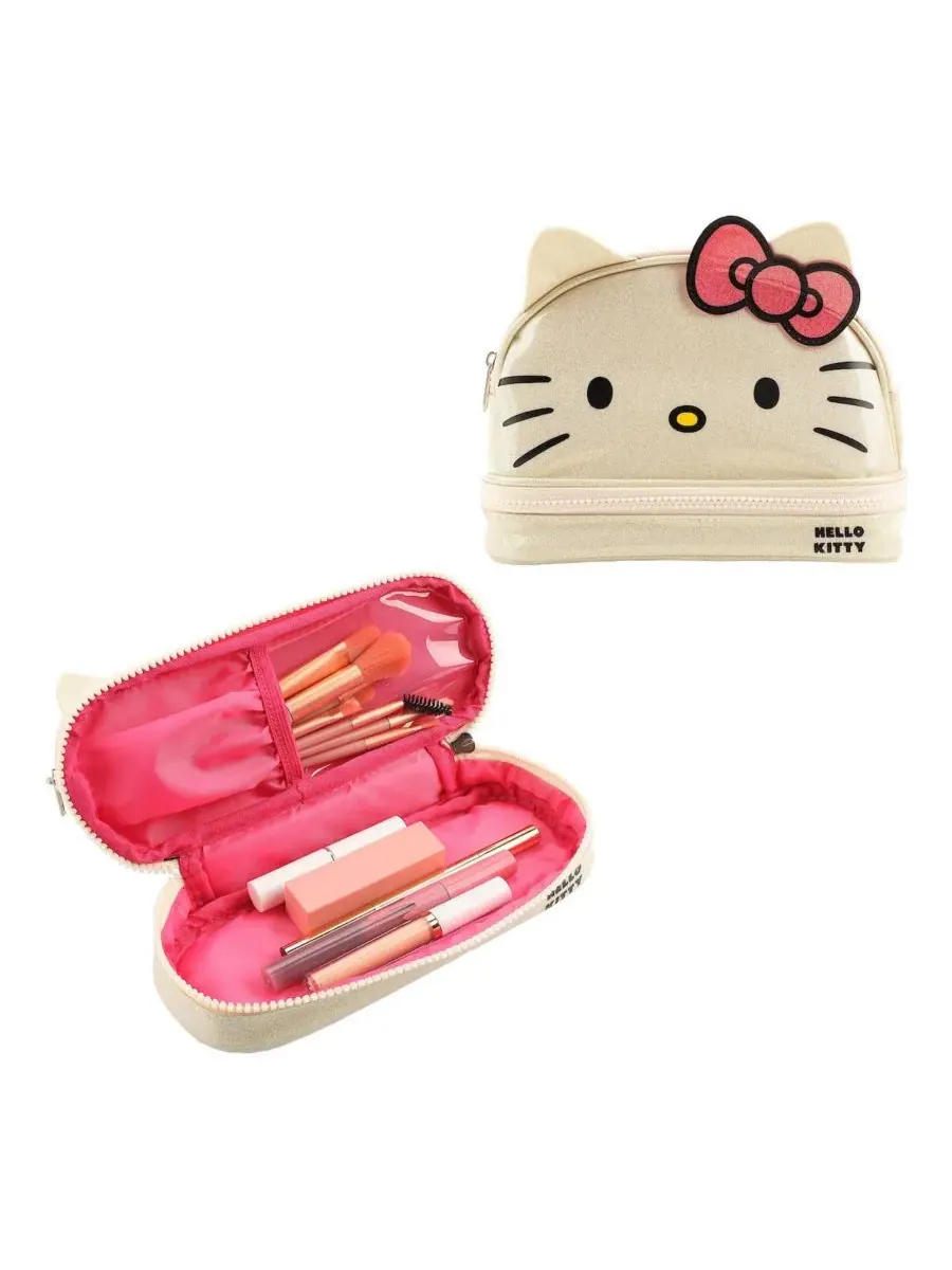 Hello Kitty Косметичка Character Face White Glitter 6" (15 см) — изображение 1 из 7, белый