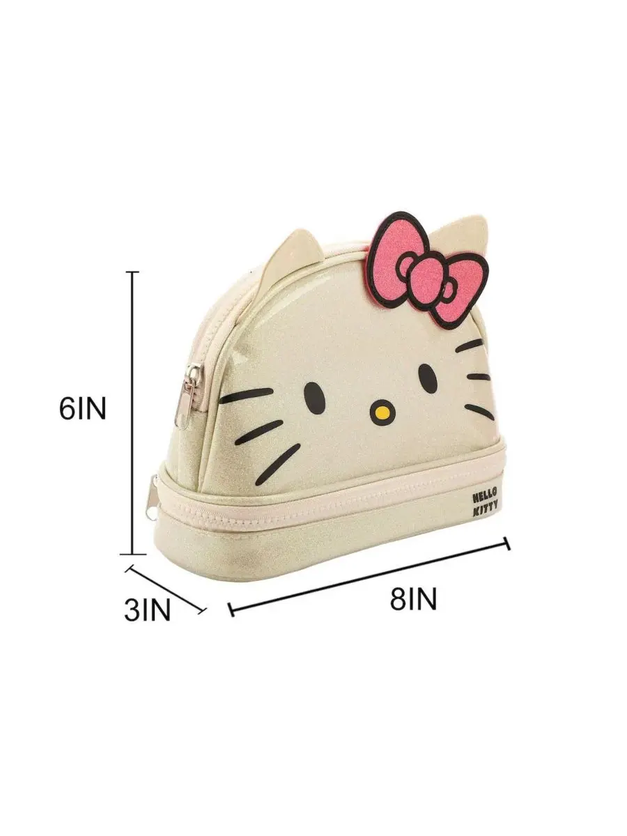 Hello Kitty Косметичка Character Face White Glitter 6" (15 см) — изображение 4 из 7, белый