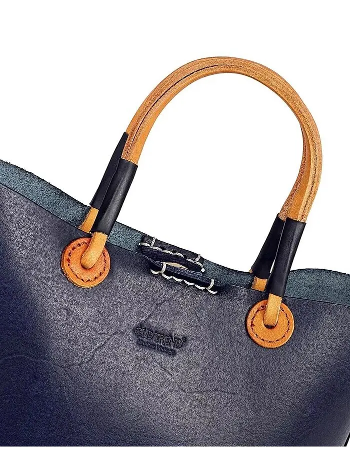 Женская сумка-тоут Outwest Mini из натуральной кожи OLD TREND — изображение 11 из 12, темно-синий
