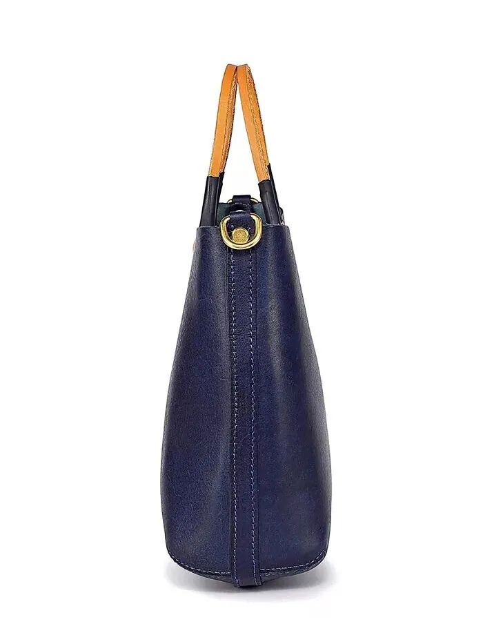 Женская сумка-тоут Outwest Mini из натуральной кожи OLD TREND — изображение 7 из 12, темно-синий