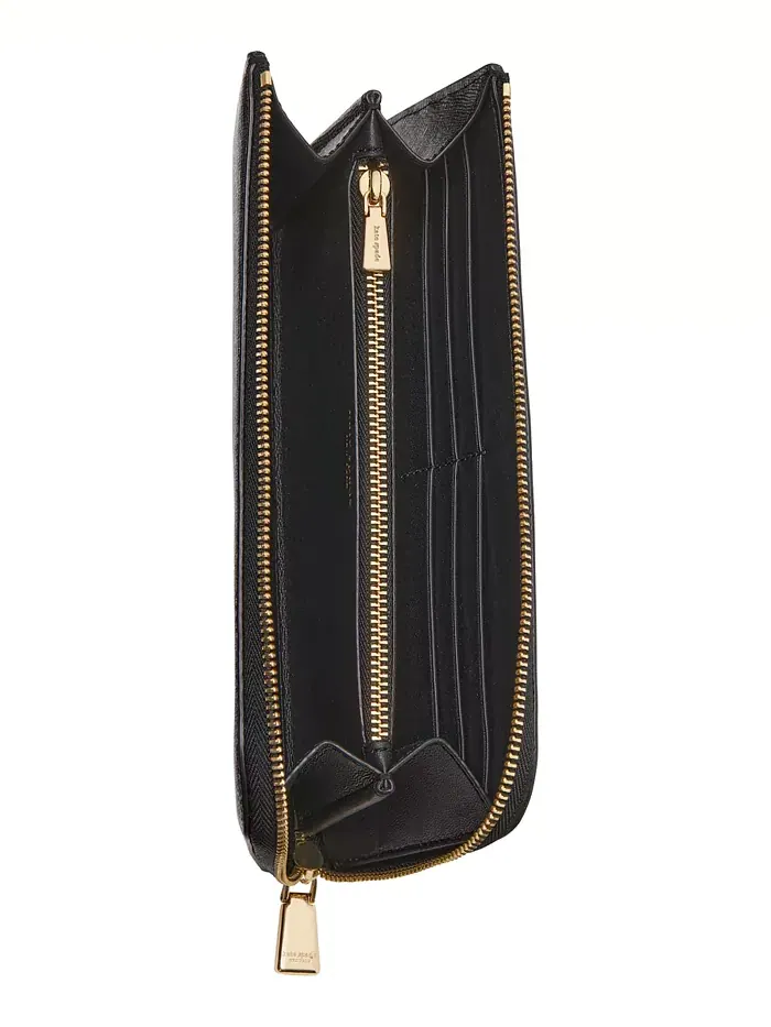 Девен Кожаный кошелек на молнии Saffiano Continental kate spade new york — изображение 2 из 5, черный
