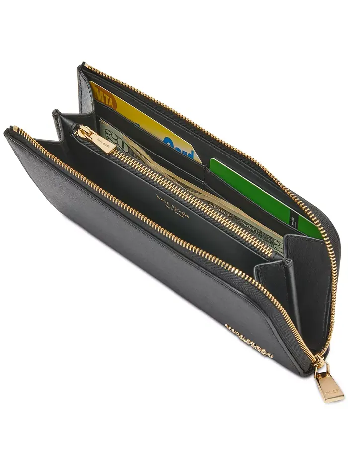 Девен Кожаный кошелек на молнии Saffiano Continental kate spade new york — изображение 5 из 5, черный