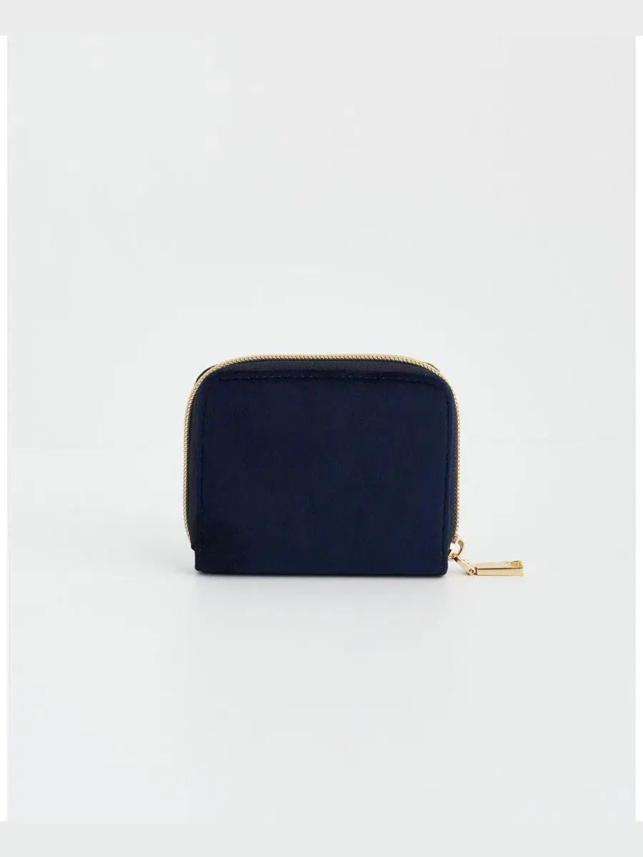 Женский бархатный кошелек с вышивкой бабочки Navy Floral Velvet Purse Fable England — изображение 3 из 7, темно-синий