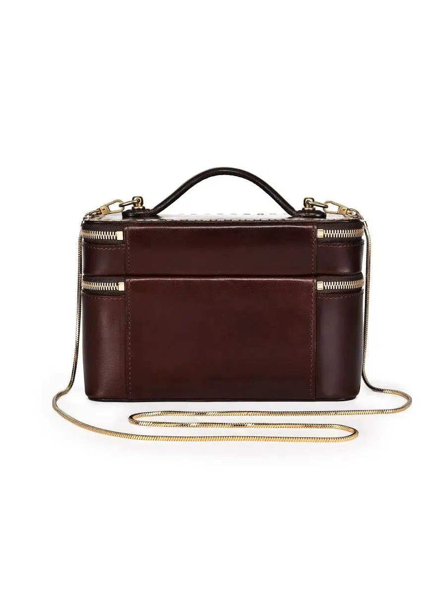 Небольшая кожаная дорожная сумка-сундук Ixia Small Trunk Handbag OLD TREND — изображение 8 из 13, коричневый