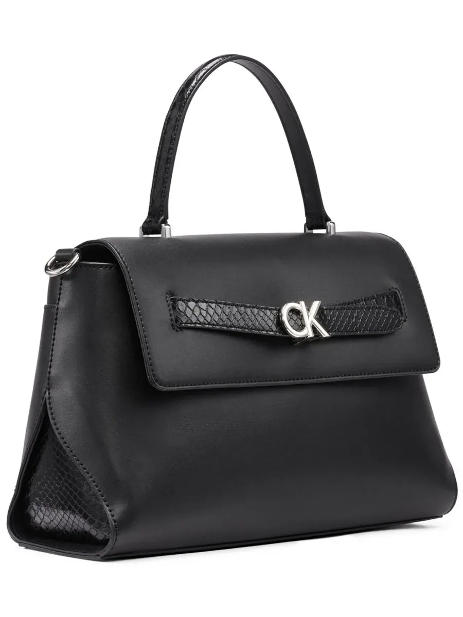 Сумка-портфель Calvin Klein Annalise с верхней ручкой и съемным ремнем — изображение 3 из 7, черный/серебристый