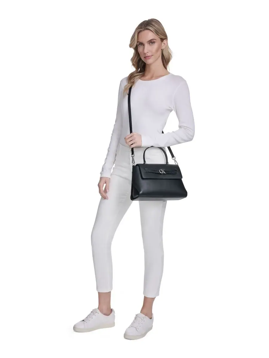 Сумка-портфель Calvin Klein Annalise с верхней ручкой и съемным ремнем — изображение 7 из 7, черный/серебристый