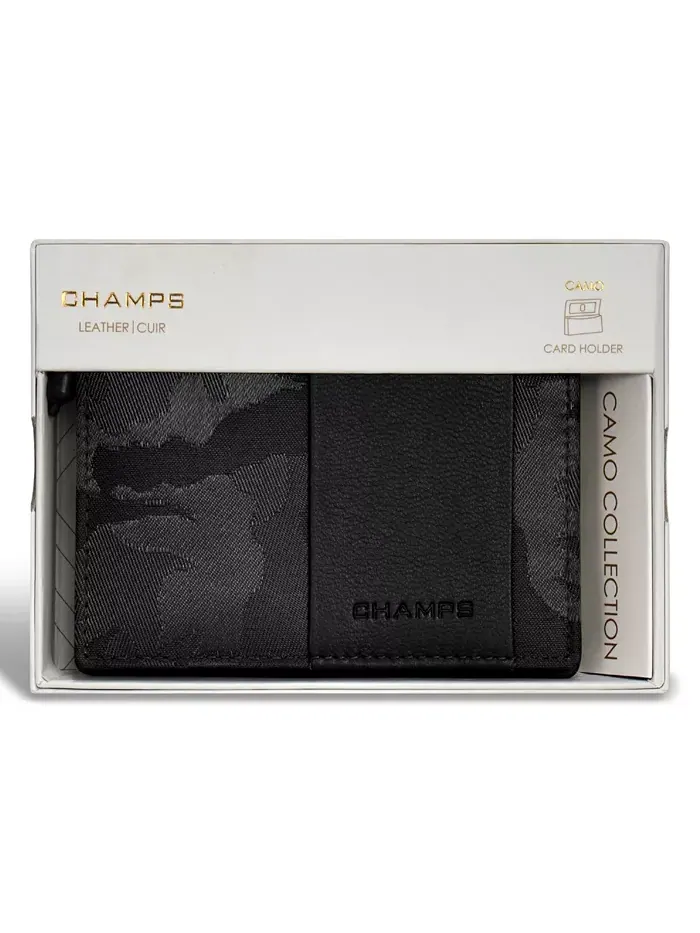 Мужской кожаный картхолдер Camo Collection CHAMPS — изображение 5 из 5, черный