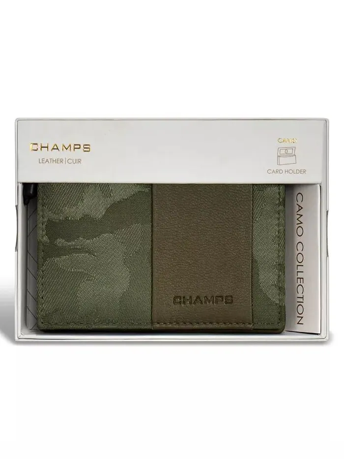 Мужская коллекция Camo, кожаный картхолдер CHAMPS — изображение 5 из 9, зеленый