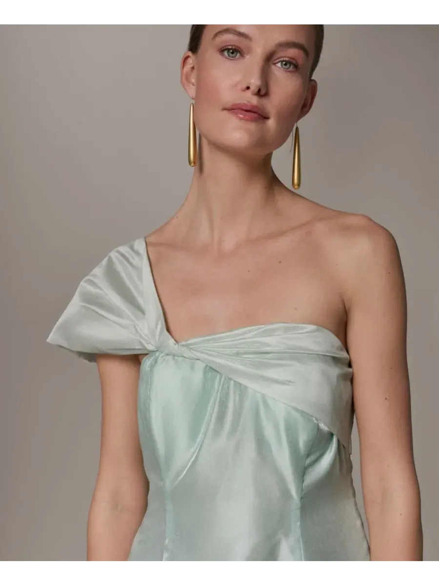 Небольшое бальное платье на одно плечо Donna Karan New York — изображение 3 из 6, небесный