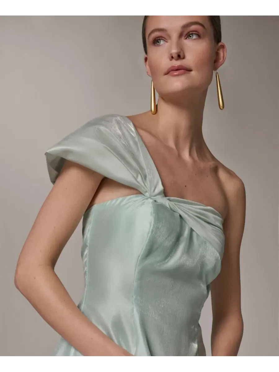 Небольшое бальное платье на одно плечо Donna Karan New York — изображение 6 из 6, небесный