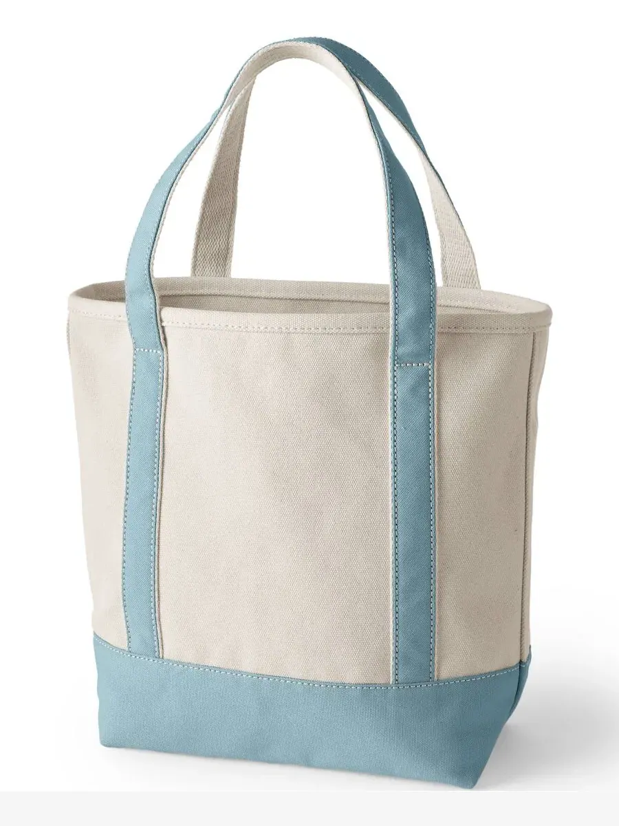 Сумка-шопер из канваса с пятью карманами, Medium 5 Pocket Lands' End, Natural Pale Teal — изображение 2 из 2, серый
