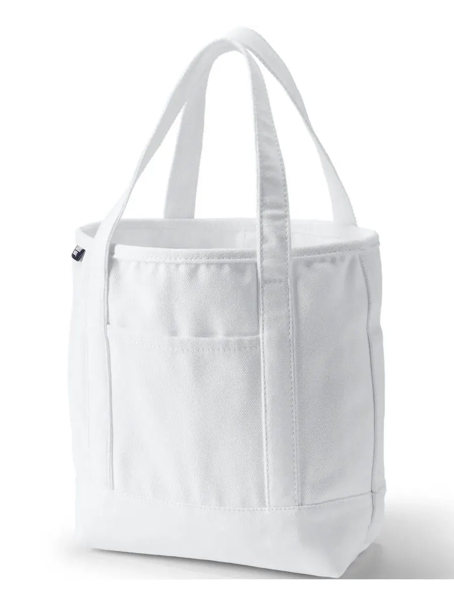 Сумка-шопер из канваса с 5 карманами, Medium 5 Pocket Open Top Canvas Tote Lands' End — изображение 1 из 4, белый