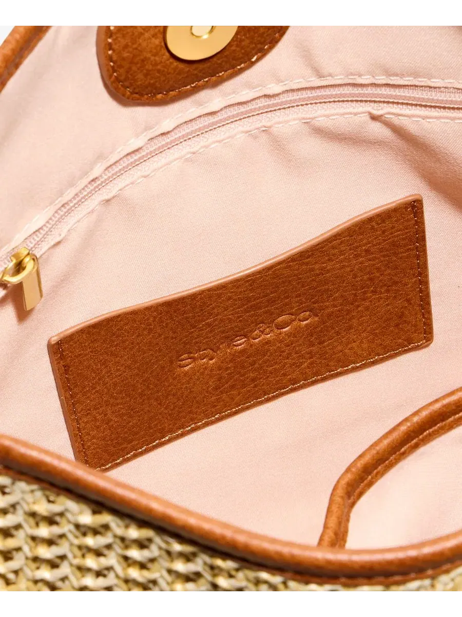 Сумка через плечо с аппликацией в виде цветка и соломы Style & Co — изображение 6 из 7, прозрачный